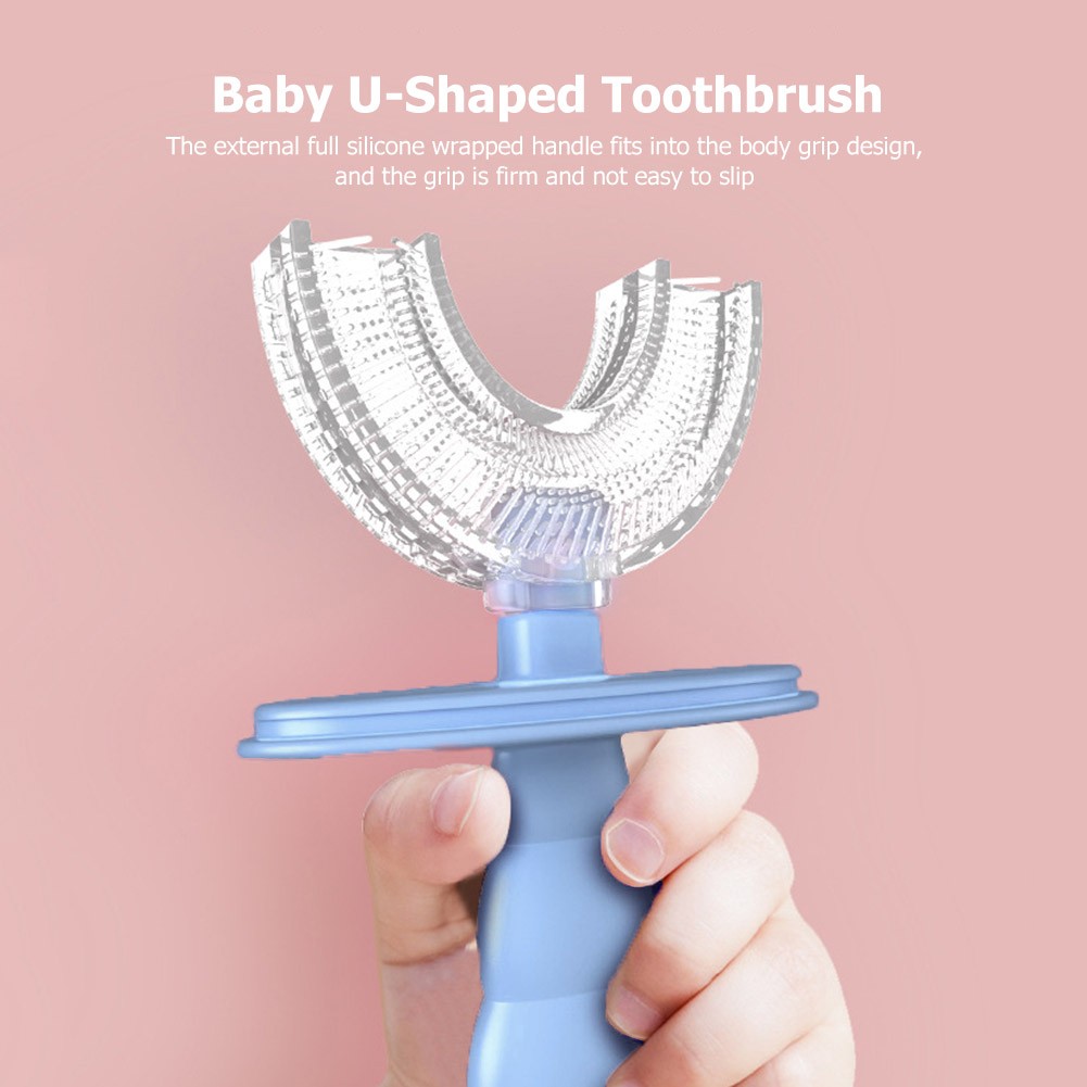 New Baby Toothbrush Children Dental Oral Care Cleaning Brush Comfortable Baby Silicone Newborn U-shaped Brush With Dust Cover