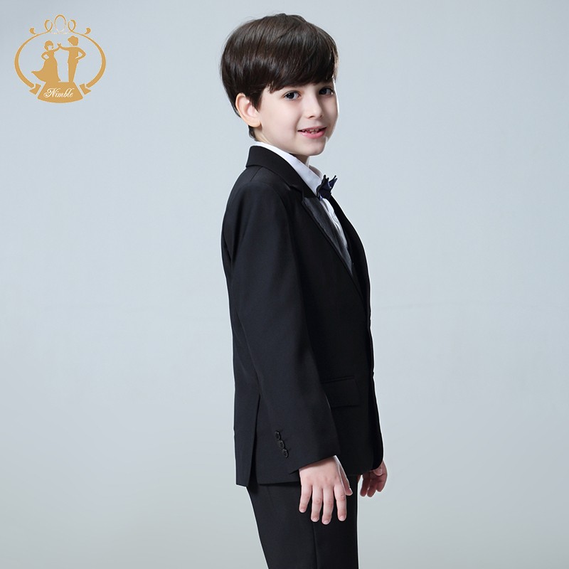 2021 spring autumn formal suit for boy set children party host wedding costume black blazer jacket pants 3pcs clothing wholesale