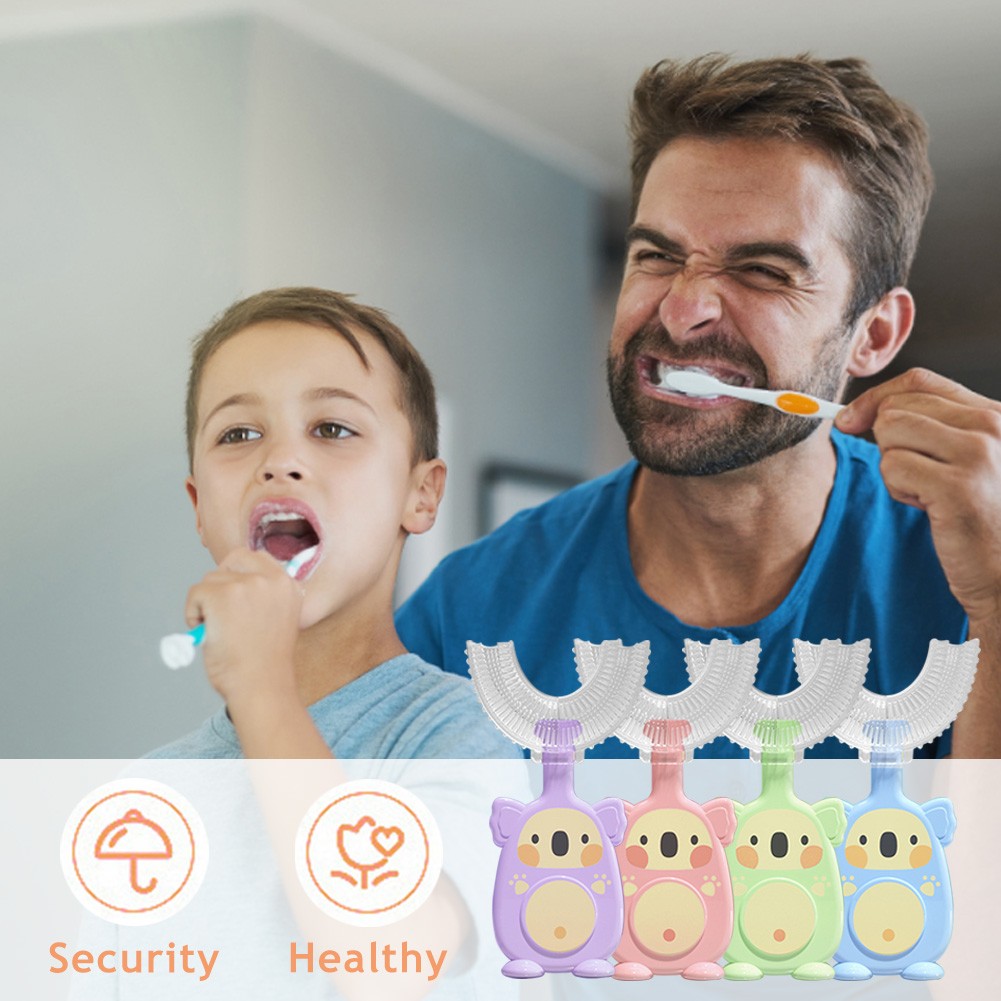 New Hot Children Smart 360 Degree U-Shape Manual Toothbrush Cartoon Pattern Kids Toothbrush 2-12Y With Soft Silicone Head