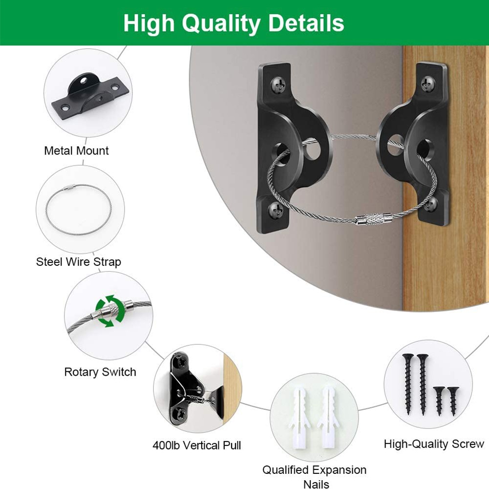 Furniture Anchors for Baby Proofing Metal Baby Proofing Furniture Straps Security Wall Anchors Kit Safe for Kids