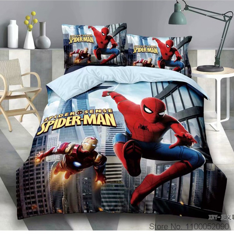 Disney Kids New Captain America The Avengers Spiderman Baby Bedding Set Twin Single Duvet Cover Pillowcase For Boys Children Gift