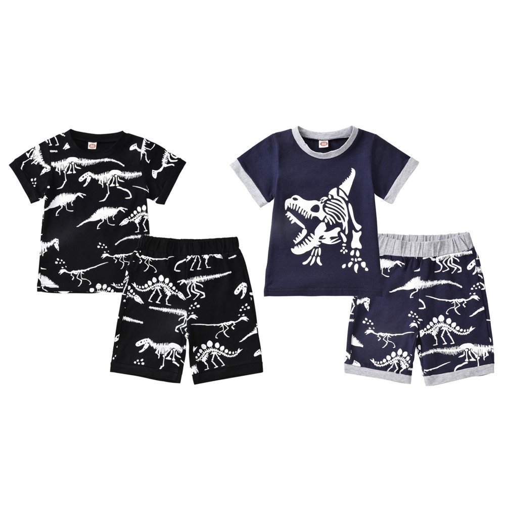 Baywell 2pcs/set Cute Cartoon Boys Clothes Children's Clothing Sets Boys Dinosaur Short Sleeve Shorts Set Casaul Suit 1-6 Years