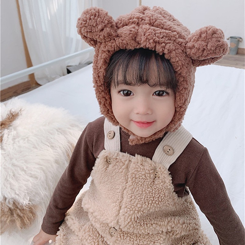 Winter Kids Bunny Hat Cute Plush Warm Baby Hat For Boy Girl Imitation Lamb Wool Baby Bonnet Infant Cap Kids Hat 1-3 Years