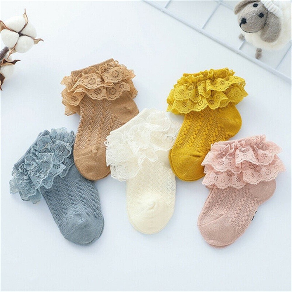 Kids Breathable Socks Cotton Lace Ruffle Princess Mesh Socks Children Ankle Short Sock Toddler Girls Kids Toddler