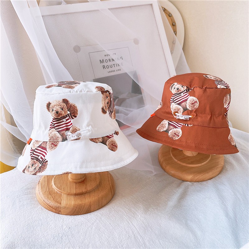 MILANCEL 2021 autumn new children's hats Korean cartoon bear fisherman hat children's thin