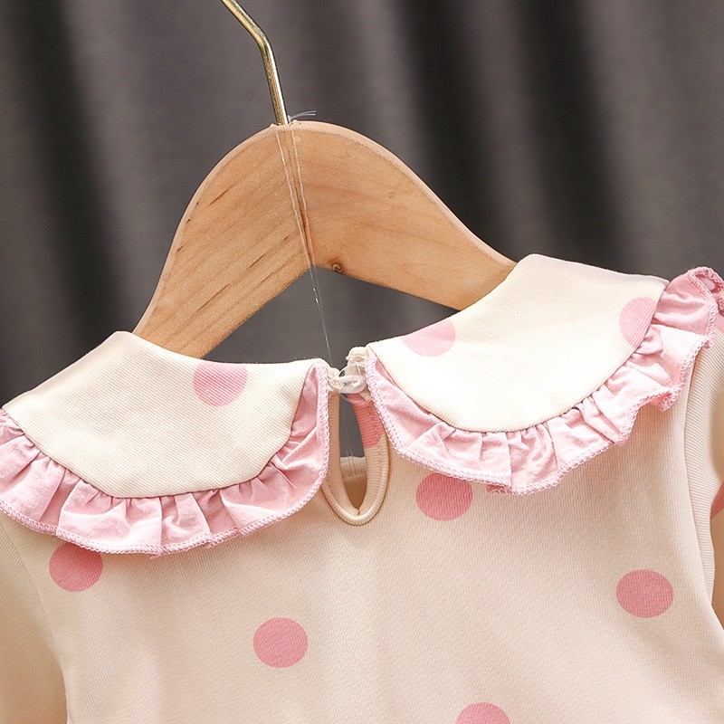 Cute Soft Cotton Baby Girls Clothes Doll Collar Polka Dot Embroidery Mesh Stitching Kids Picnic Birthday Special Offer