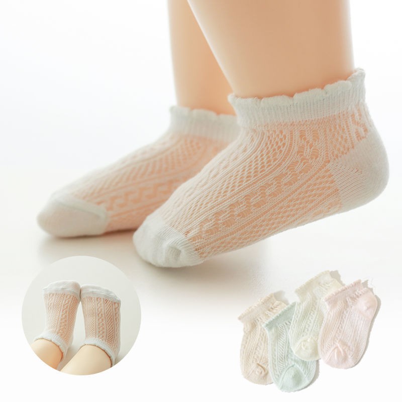 3 pairs spring and summer baby socks mesh thin cotton breathable children boat socks short tube cartoon kids socks