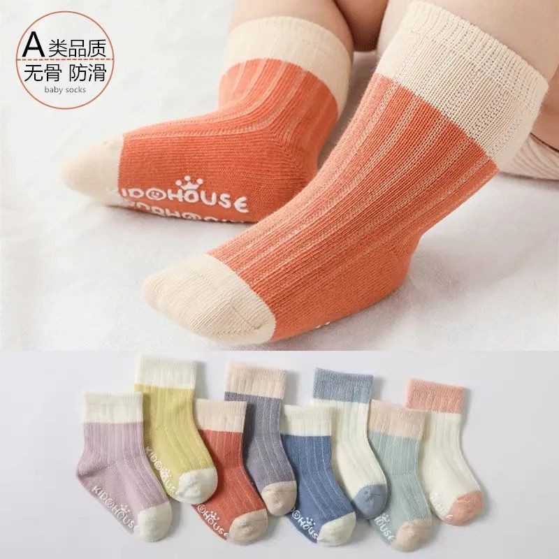 4 Pairs Cotton Baby Socks Cotton Socks Baby Boys Girls Cute Lovely Anti-Slip Socks Toddler Kids Fashion Soft Socks Autumn