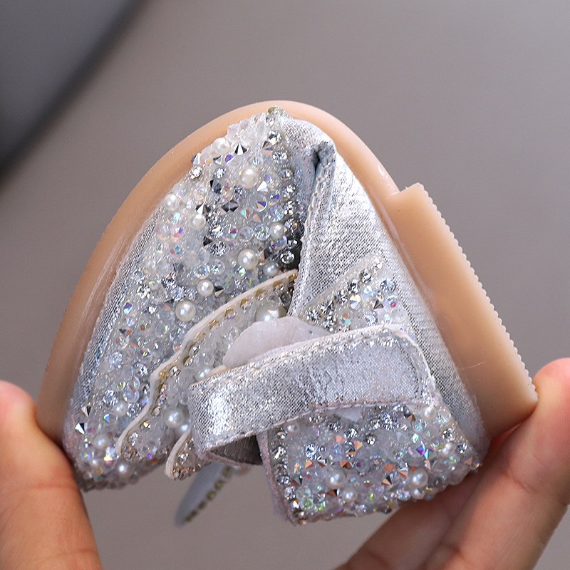 Autumn Girls Leather shoes Princess Square Rhinestone Bow Single Shoes Fashion Children Performance Wedding Shoes G14