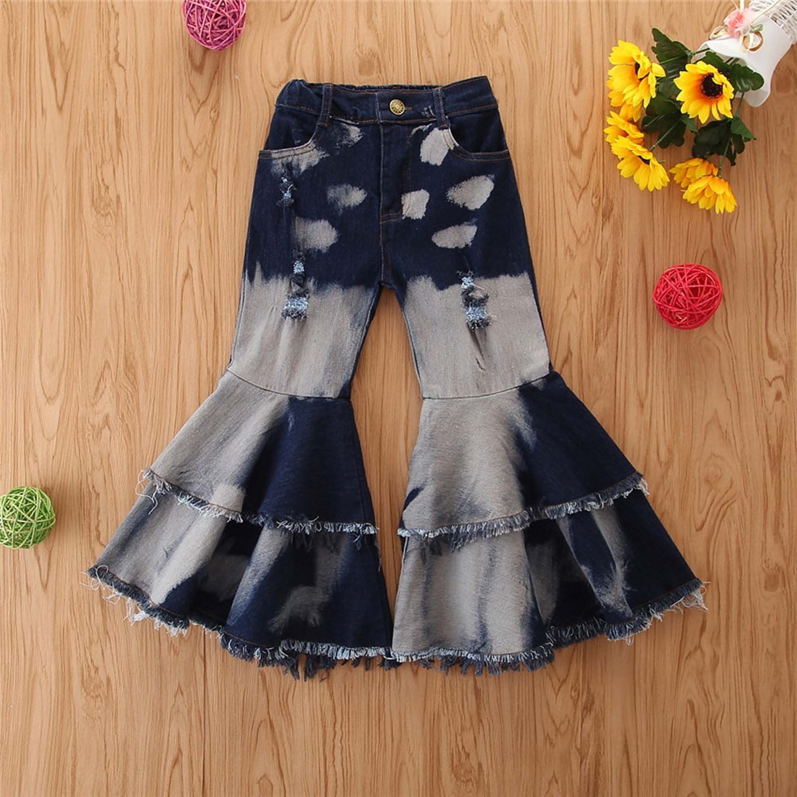 Spring All-match Girls Jeans Trumpet Elastic Waist Flared Pants Children Trousers Bell bottomed Jeans For Girl Clothing 2-7Years