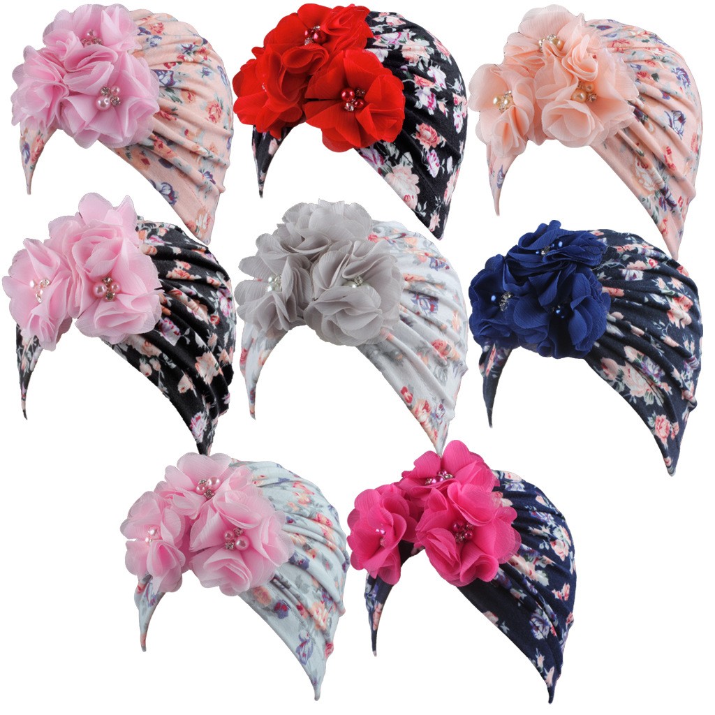 Baby Headband Spring Flower Baby Girls Hat for Newborn Soft Cotton Boys Girls Turban Hat Infant Baby Hat Head Wraps