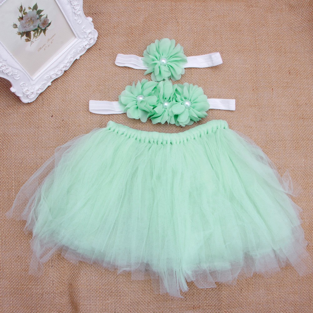 Baby Boy Girl Flower Clothes Hairband Tutu Skirt Photo Prop Costume Outfits