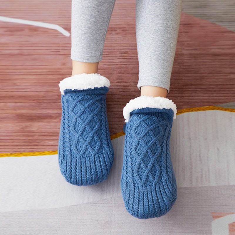 1 Pair Thick Warm Sleep Socks Slippers Women Girls Autumn Winter Velvet Home Floor Socks Non-slip Mid-tube Kawaii Cute Socks