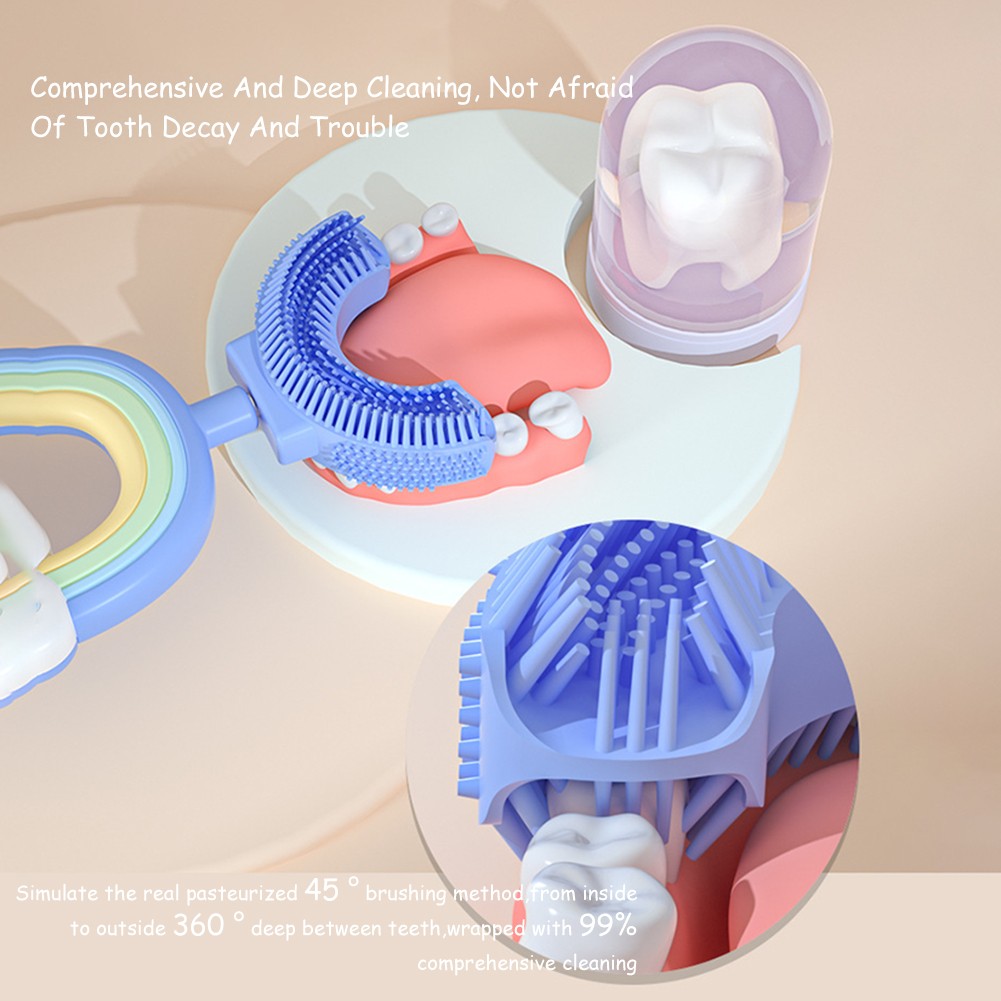 360 Degree Baby Toothbrush U Shape Soft Silicone Toothbrush Baby Toothbrush Oral Care Cleaning 2 - 12Y