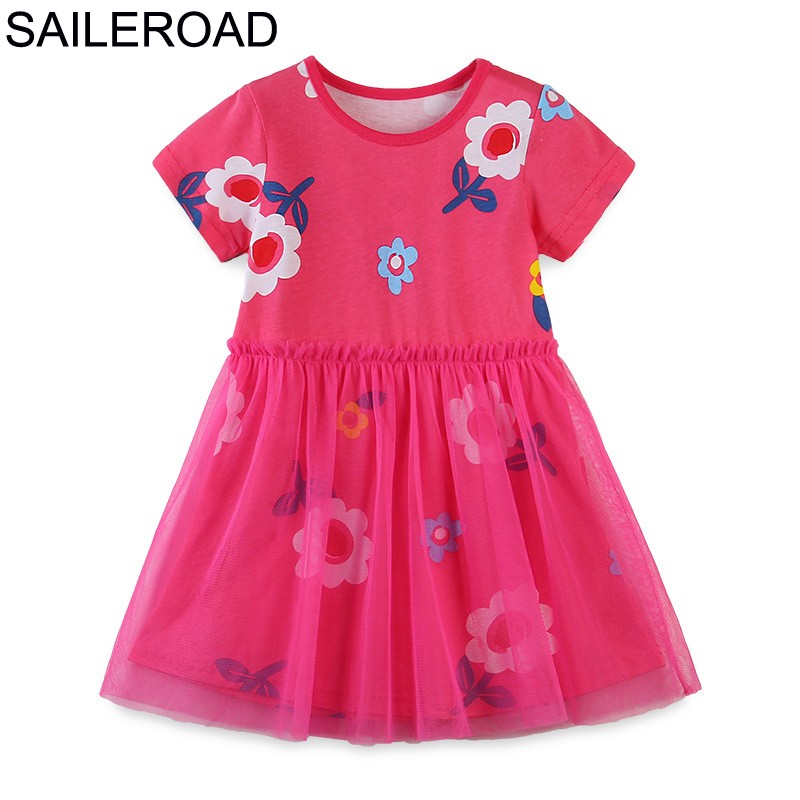 Glieroad 2-8 Years Baby Girls Cute Unicorn Princess Dress Girl Summer Short Sleeve Dresses Kids Clothes Children Suits