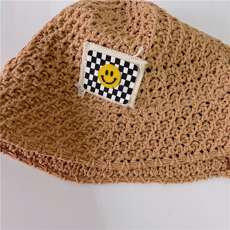 MILANCEL 2022 summer children smiley icon knitted hat sun protection bucket hat