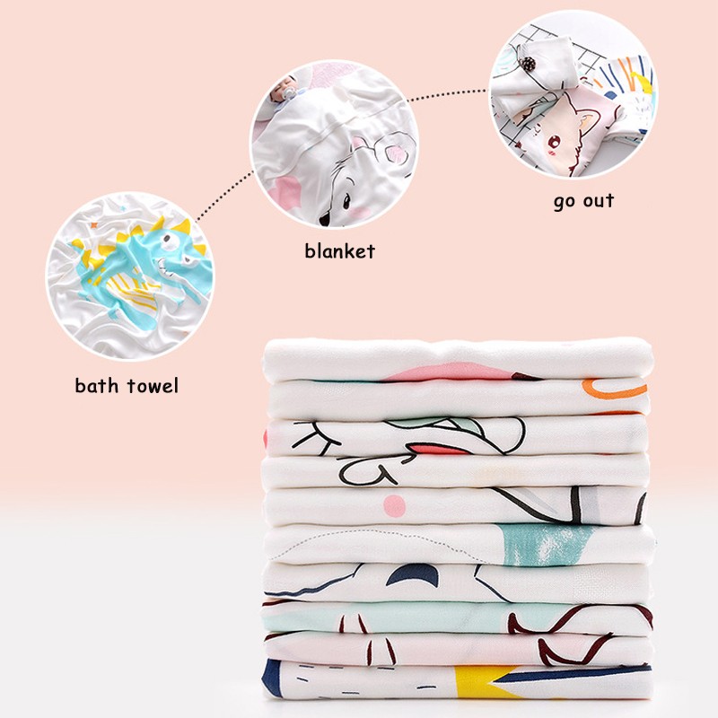 110x110cm Breathable Cartoon Bath Towel Newborn Swaddle Wrap High Quality Baby Blanket Infant Bedding Baby Ice Silk Blankets