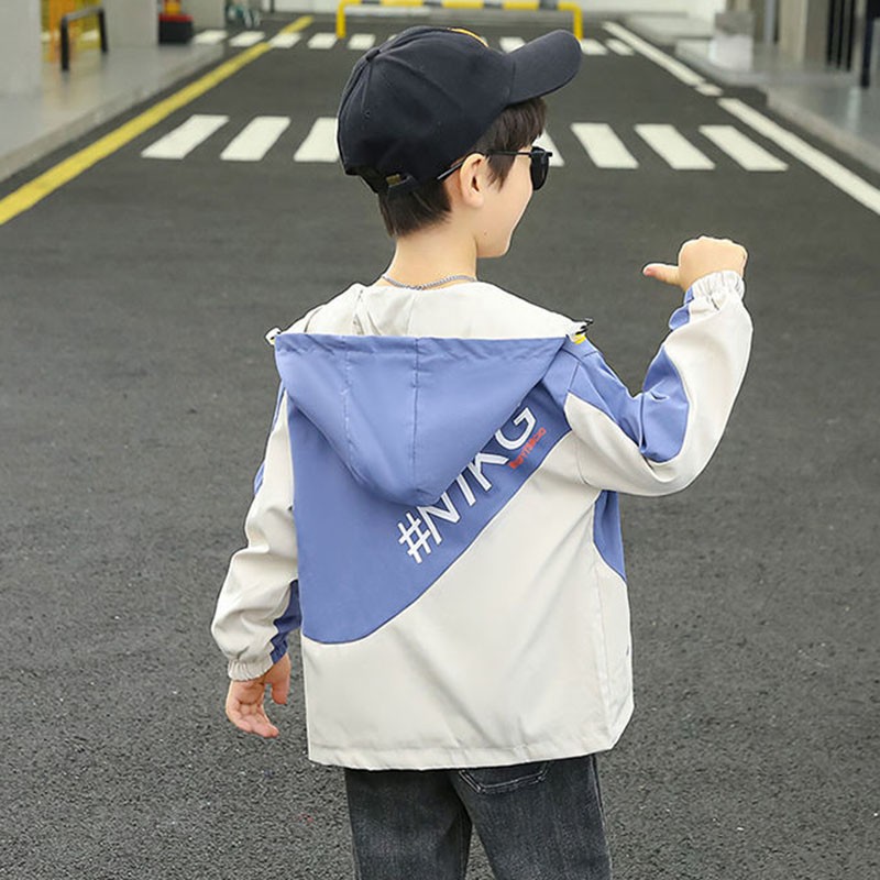 Spring autumn polyester jacket for boy new 2022 Korean version trendy cool fashion hooded windbreaker casual children's clothing