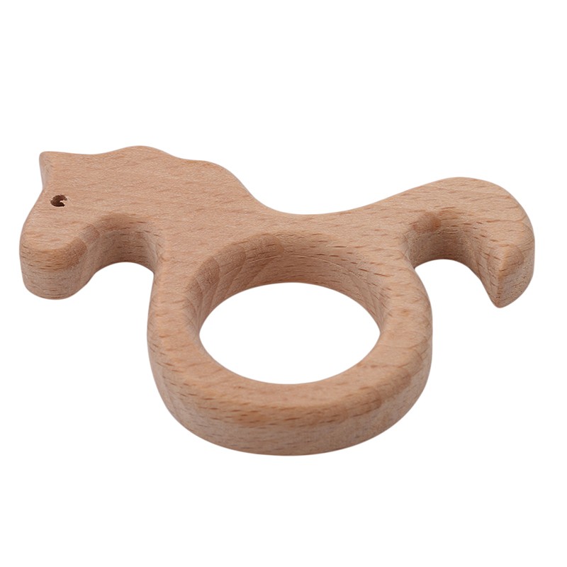 Baby Wood Cartoon Shape DIY Beads Baby Wooden Teether Teething Ring Dental Care Baby Teething For Kids Baby Teething 4 Types