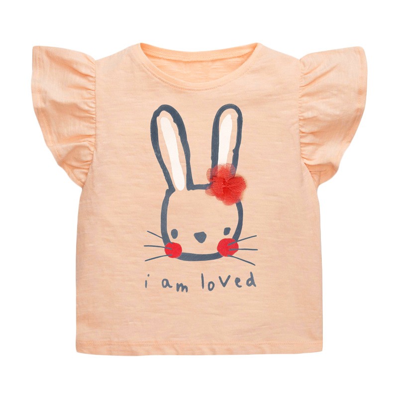 Little Maven 2022 Baby Girls New Fashion Tops Lovely Cartoon Rabbit Cotton T-shirt Soft and Comfort For Kids 2-7 Years