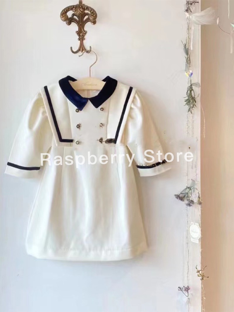 Girls' navy collar dress, navy style, for summer