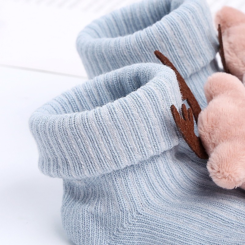 Newborn Baby Girl Boy Cute Cartoon Pattern Cotton Socks Infant Anti-slip Warm Floor Socks Medium Tube Knitted Socks