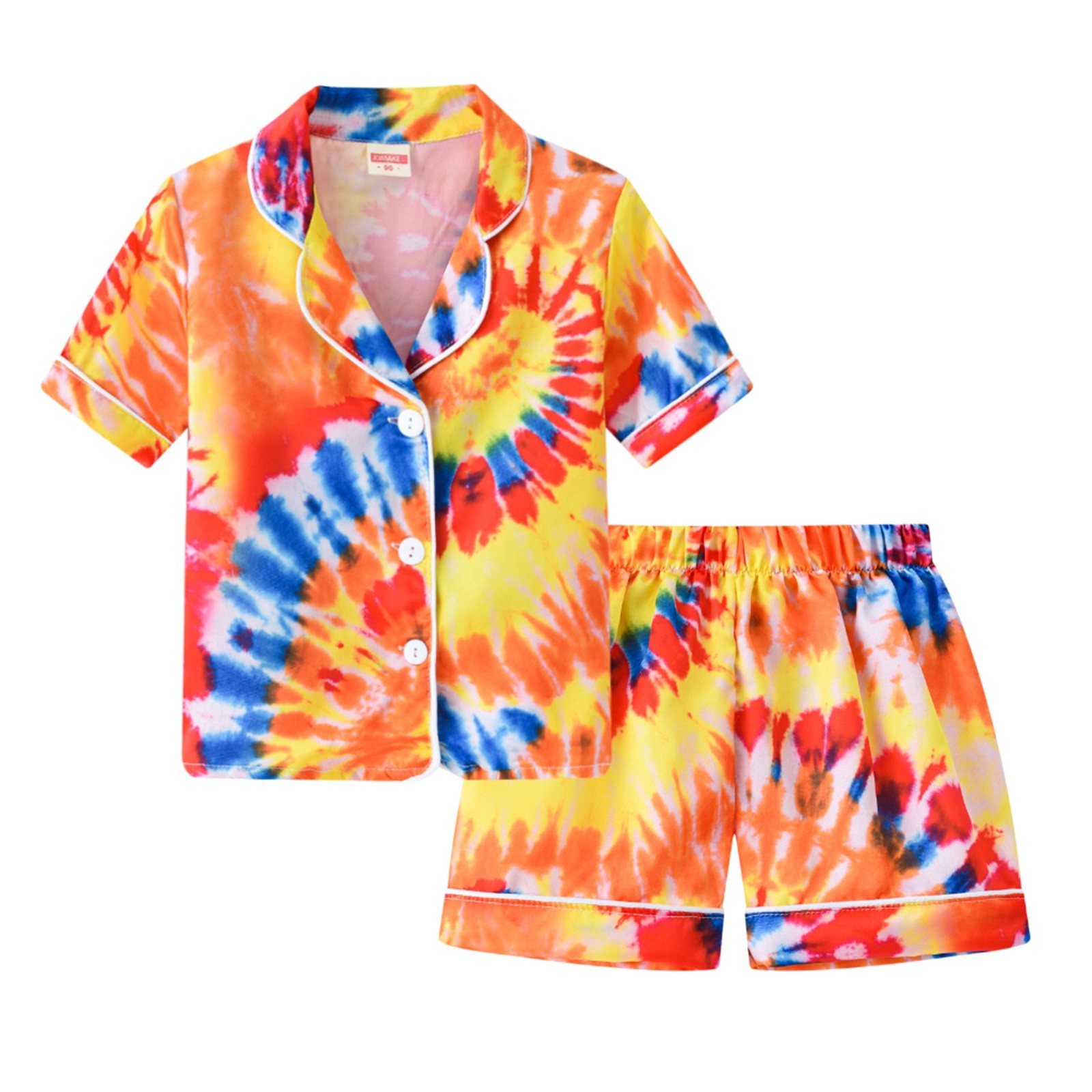 Children's gradient summer baby boy kids boys girls tie-dyed printed short-sleeved shorts home two-piece pajama set #g4