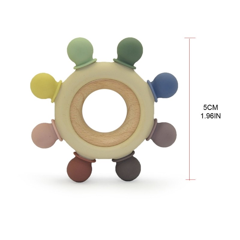 Colorful Wheel Baby Teether Silicone Beads Soother Bracelet Molar Rattle Nursing Teething Chew Toy Bathing Gifts