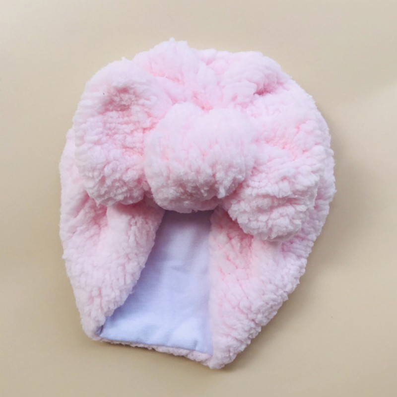 Plush Baby Hat Big Bowknot Girl Turban Hat Knot Head Bands Baby Kids Bonnet Hat Newborn Photography Props