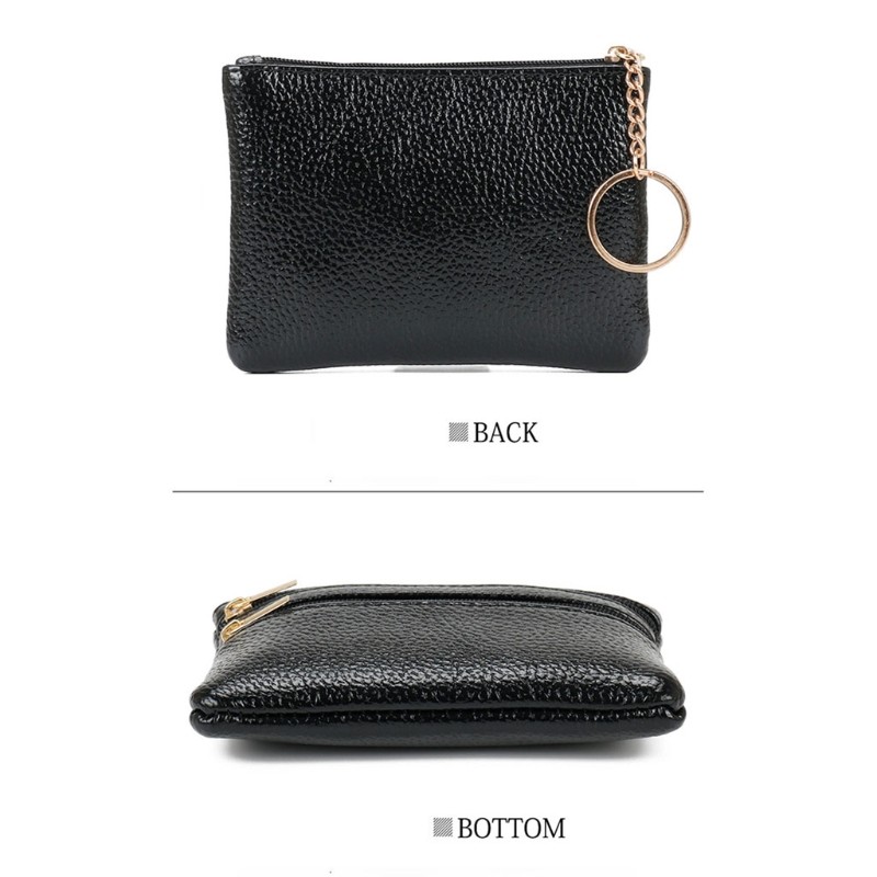 Women PU Leather Mini Coin Purse Three Zippers Card Key Holder Money Bag Female Girls Solid Color Mini Clutch With Keyring