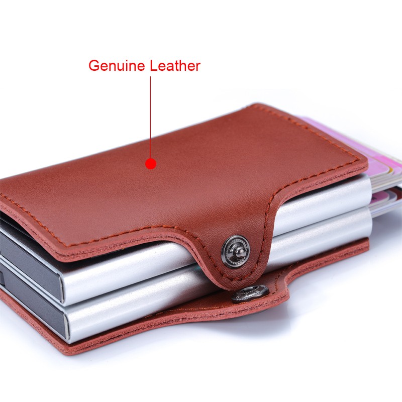 Crazy Horse Genuine Leather Men Wallet Money Bag Rfid id Credit Card Wallet Mini Slim Male Metal Smart Wallet Small Thin Purses