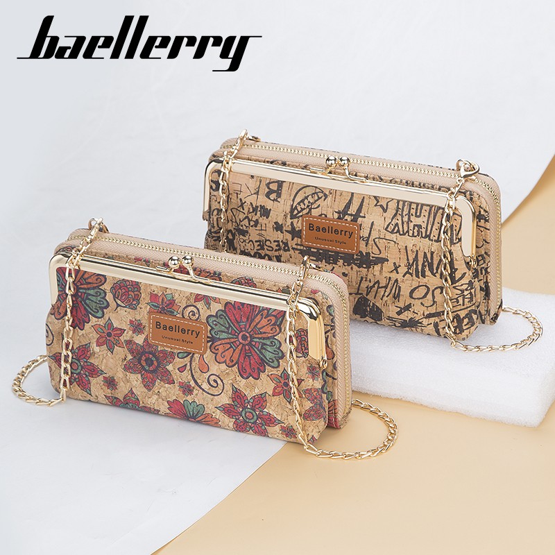 Fashion Women Wallets Wood Grain Long Chain Phone Holder Luxury Classic Female Wallet Zipper Wallet For Women