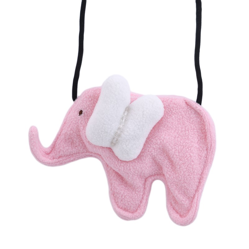 Creative Cute Elephant Lamb Velvet Bags Girls Coin Purses Delicate Girl's Purse Bag Kid Sweet Gray Blue Pink Bag