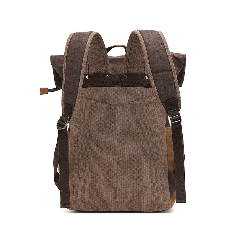 Classic Canvas Backpack For Men Canvas Leather Backpack For Hiking Travel School Backpack