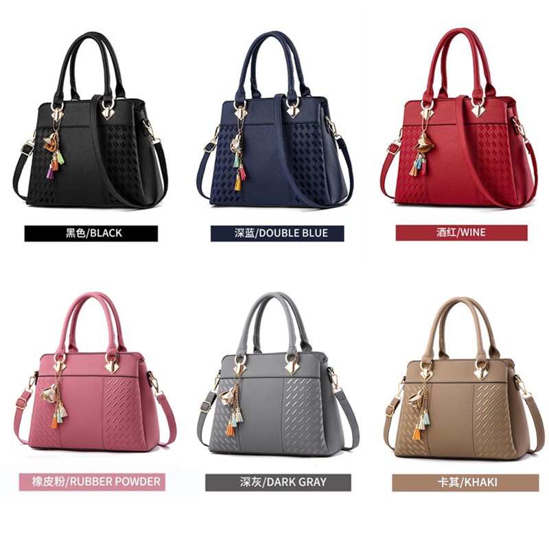 Women Handbags Tassel PU Leather Bag Top-Handle Embroidery Crossbody Bag Shoulder Handbags