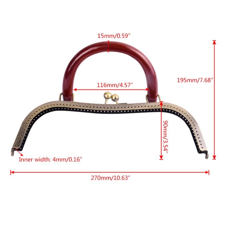 1pc 27cm Retro Style Wallet Frame Handle Antique Bronze Kiss Clasp DIY Bag Buckle Replacement Tool Parts Accessories