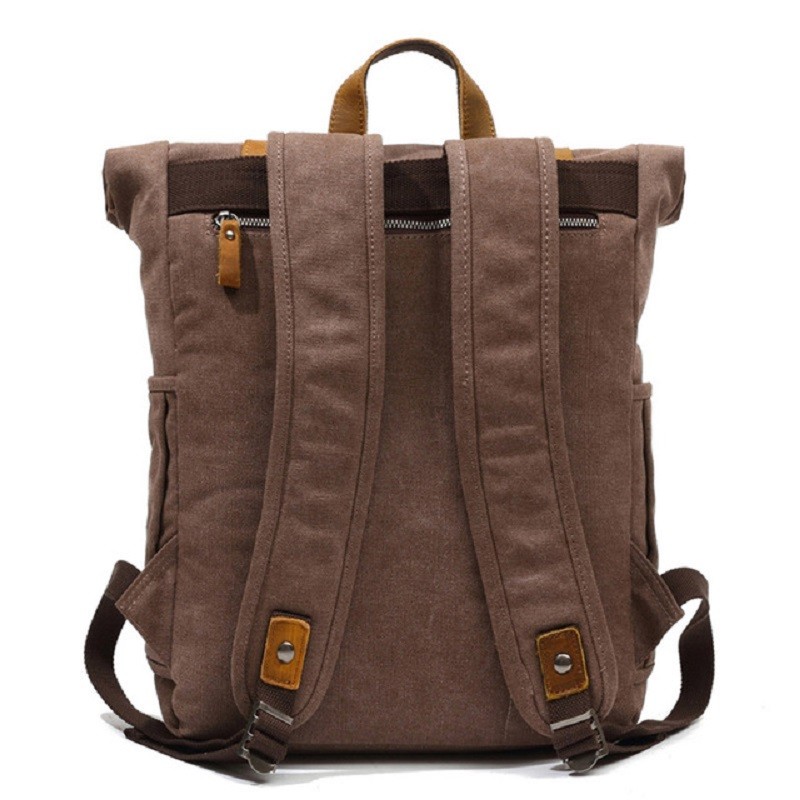 Vintage Canvas Leather Backpack Laptop Backpack Teenage Travel Backpack Student Computer Bag