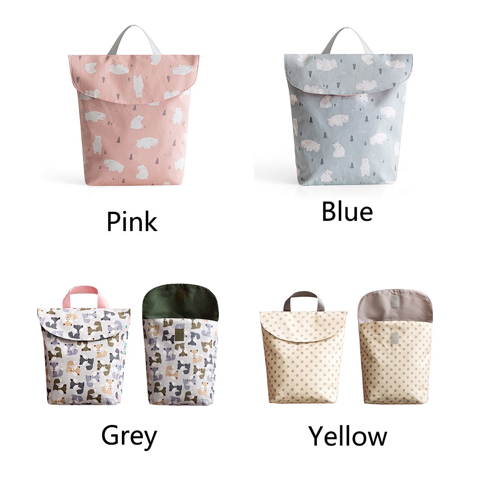 Large Capacity Diaper Bags Baby Stroller Pocket Portable Multifunctional Washable Nappy Use Dust Wet Dry Reusable Printed