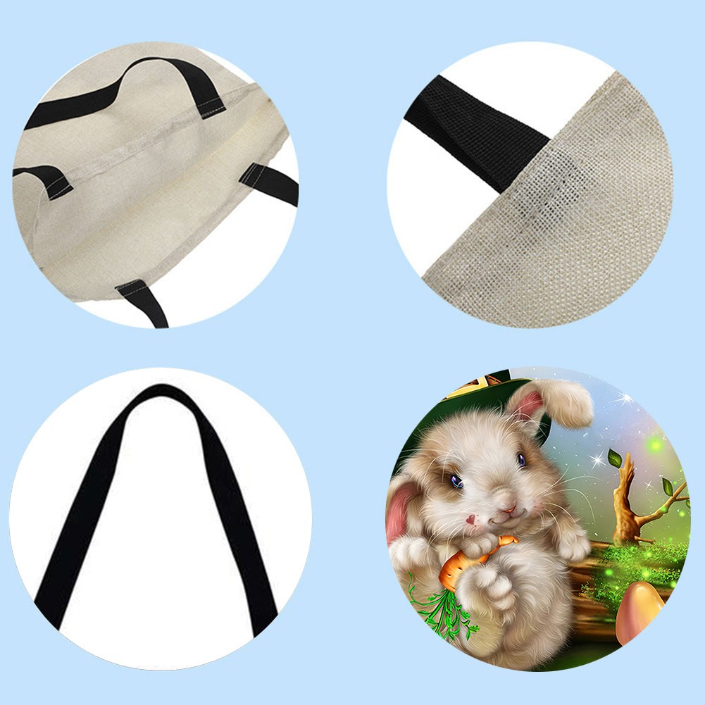 Fashionable Ladies Hamster Shoulder Shopping Bag Linen Printing Pattern Eco-friendly Tote Large Capacity Handbags