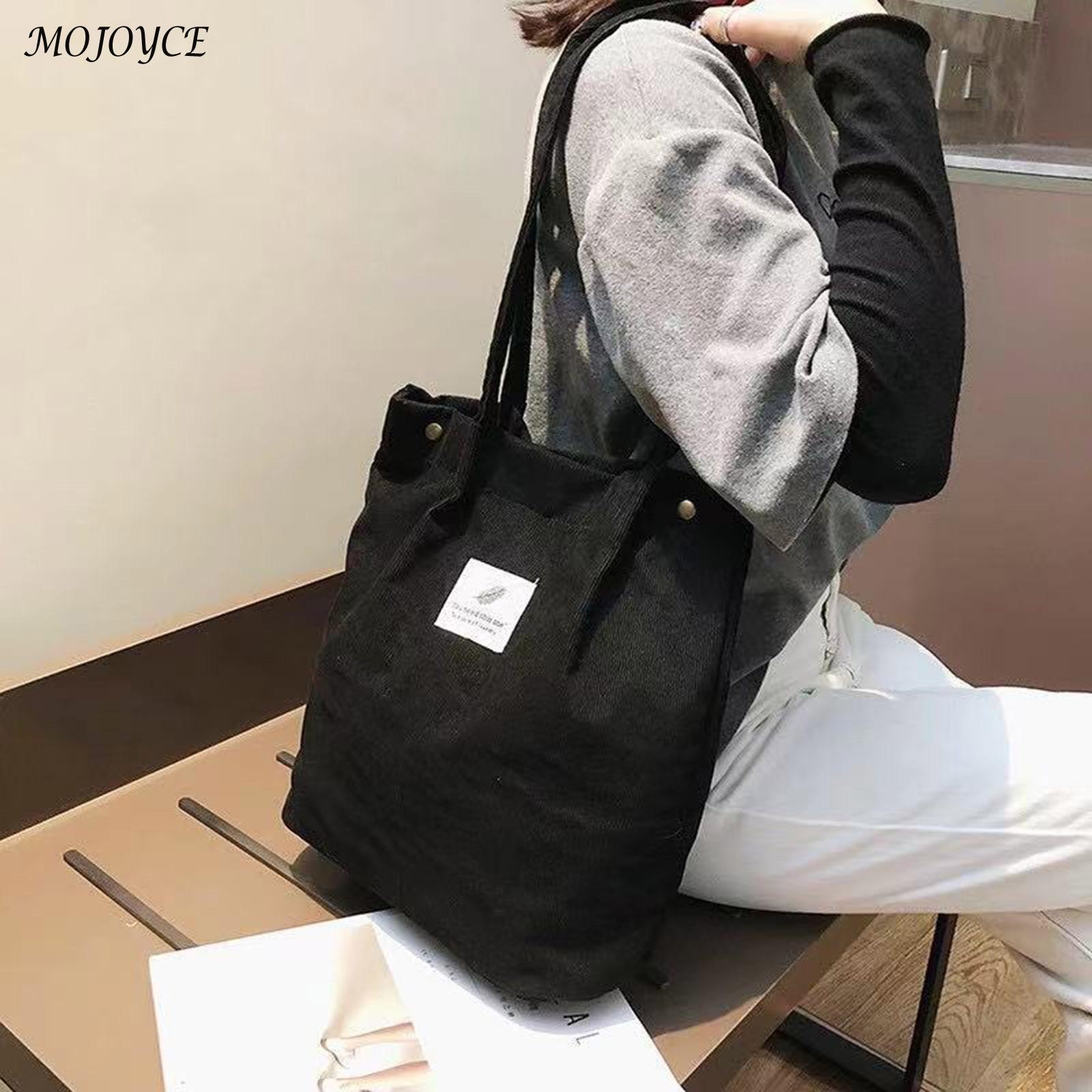 Women Corduroy Shoulder Bag Lady Large Capacity Handbag Casual Tote Female Eco-friendly Messenger Bag Streetwear