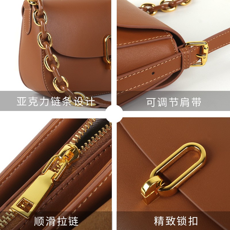 2022 high quality spring new fashion simple leather saddle bag specialized lock women's shoulder bag messenger bag best small gift