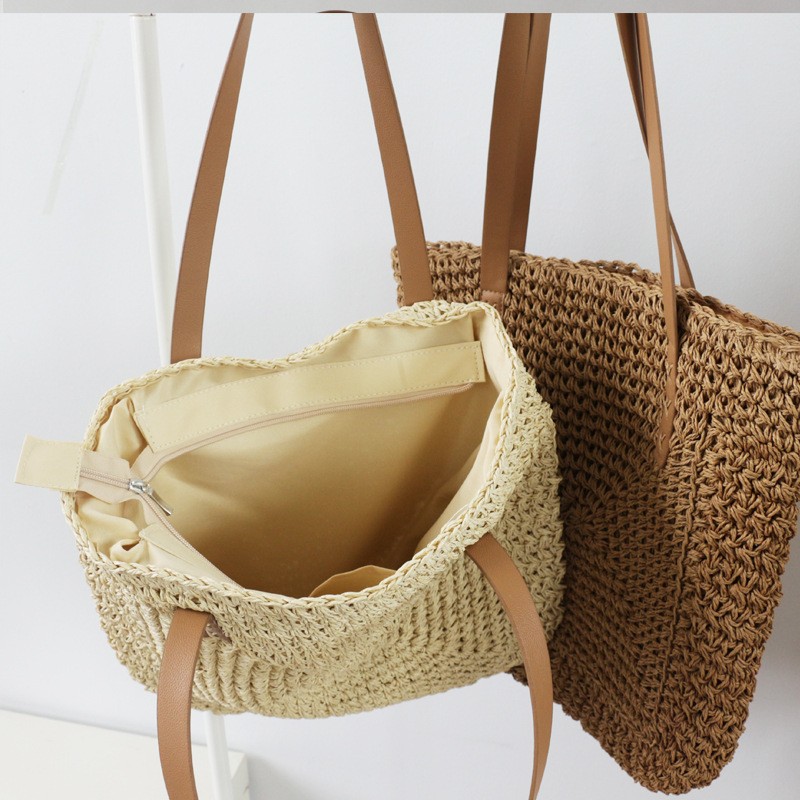 summer woven women bag large capacity straw woman shopper beach handmade handbags high design for women fashion female shoulder bag