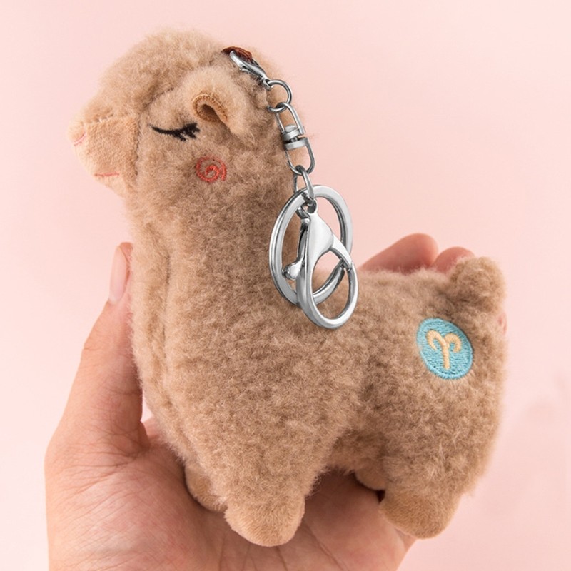 Cute Keychain Soft Cotton Standing Alpaca Shape Key Rings Chain Bag Jewelry Trinket Pendant Purse Bag Decor Key Chains Accessories