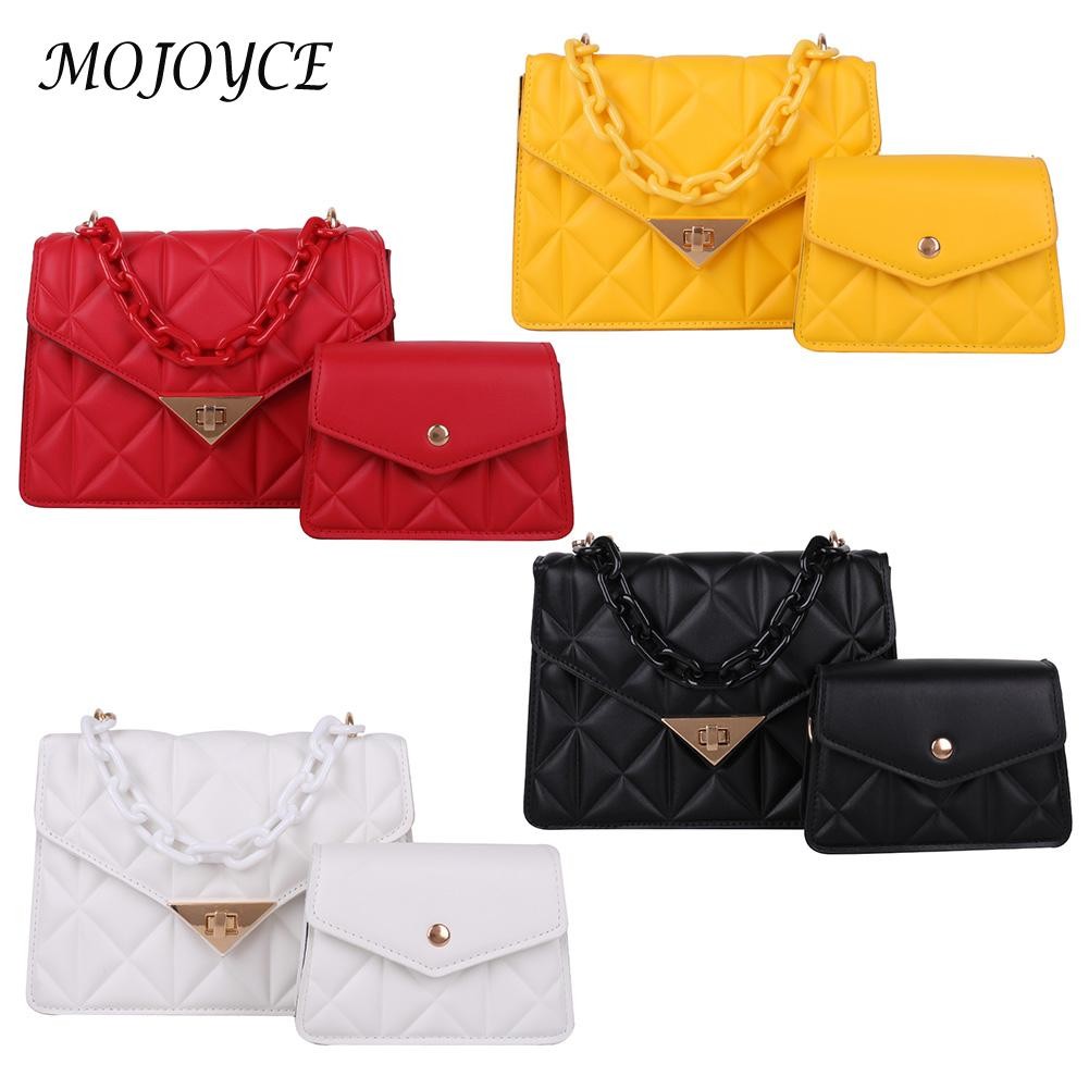 PU Leather Diamond Lattice Handle Shoulder Bags with Purse Lady Solid Color Composite Bags for Women Outdoor Shopping