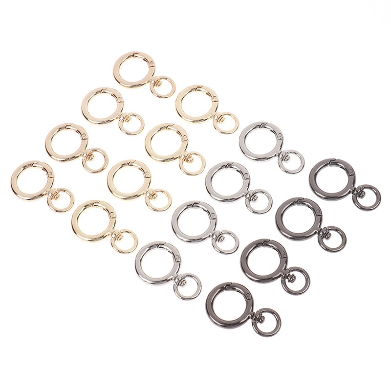 4pcs Open Circle Snap Hook Spring Gate O Ring Trigger Clasps Leather Bag Strap