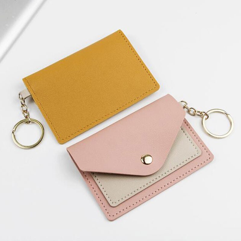 Korean version card holder cute student candy color ultra-thin wallet multiple ID card holders keychain package small wallet purse