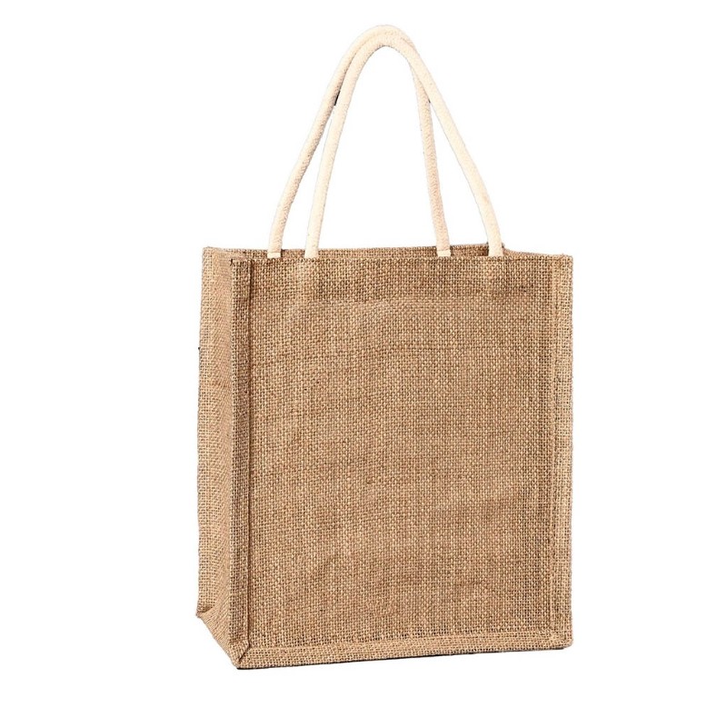 Jute Tote Bags Burlap Reusable Beach Grocery Shopping Bag With Handle Large Capacity Travel Storage Organizer For Women