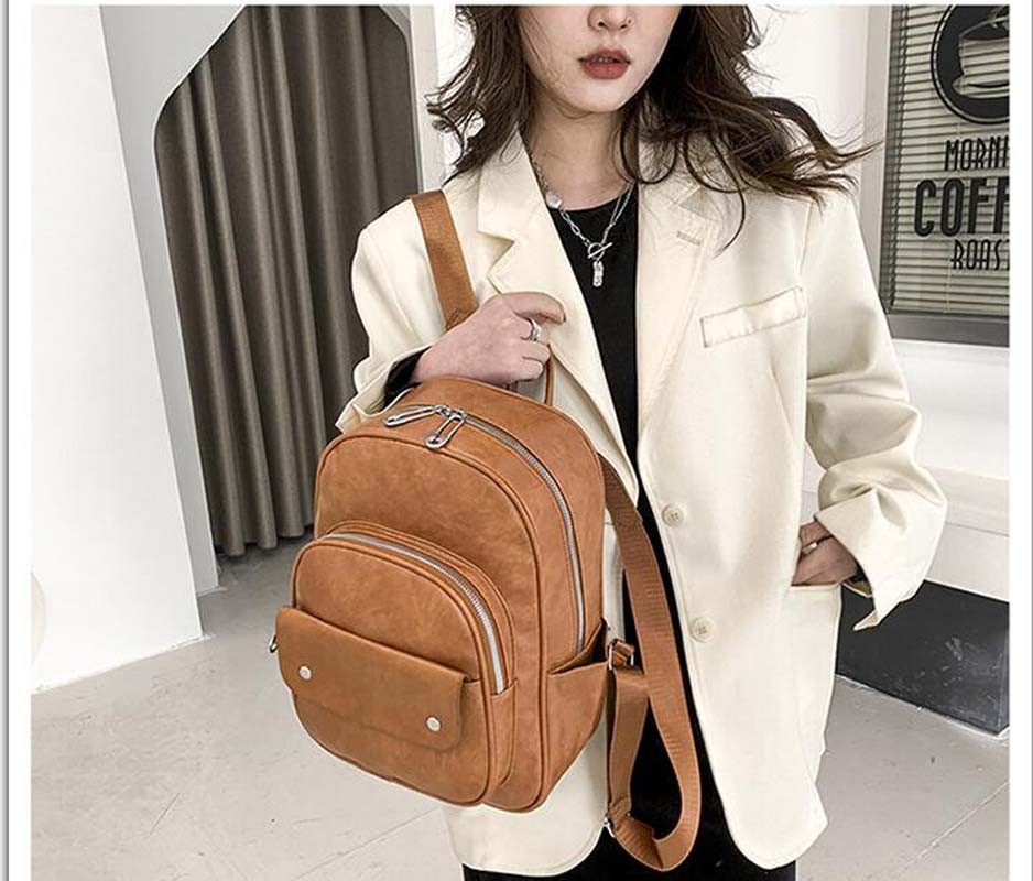 Korean Style Fashion High Quality Leather Backpack Women Large Capacity Travel Backpack School Bags For Girls Shoulder Bags