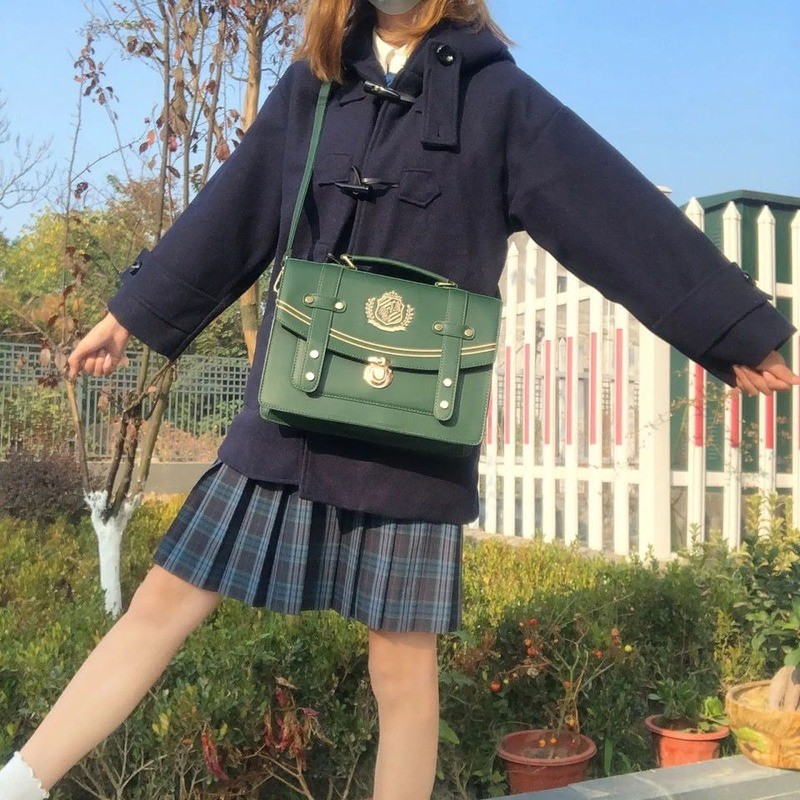 Xiuya 2022 New Japanese Style Preppy JK Uniform Bag Girls School Bag For Women Messenger Shoulder Bag Female Bag Backpack