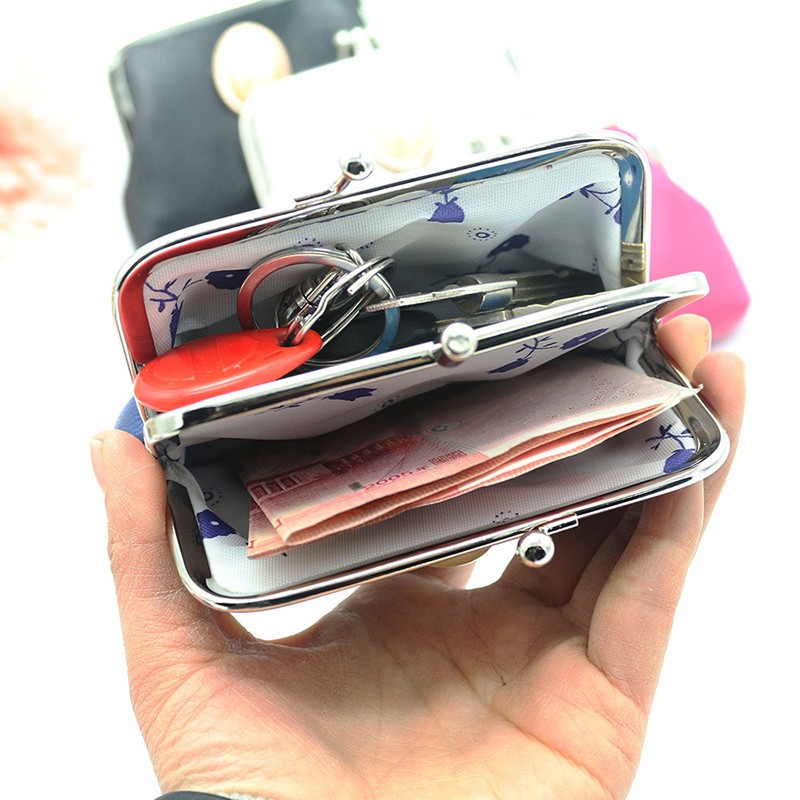 PU Leather Pocket Money Wallet Buckle Coin Purse Candy Color Card Holder Simple Double Layer Small Wallet Gift for Women Girls